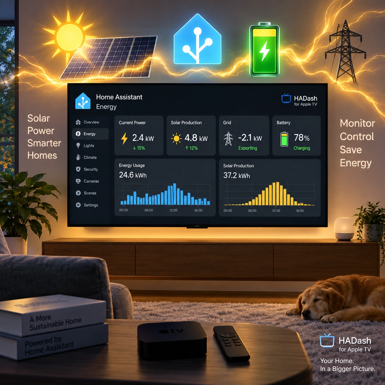 Home Assistant energy dashboard on Apple TV&nbsp;