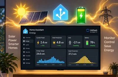 Home Assistant Energy Dashboard on Apple TV: Monitor Power, Solar and Battery Data.