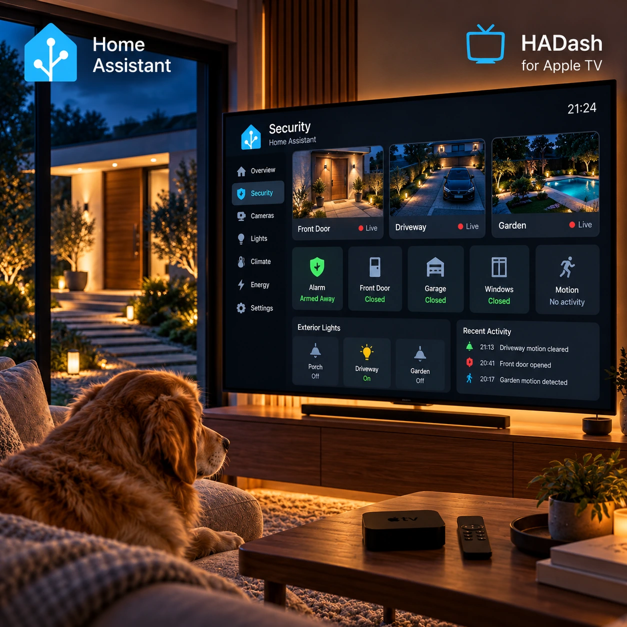 Home Assistant security dashboard for Apple TV
