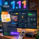 HADash 1.11 for Apple TV introduces new Tile and To-do List cards, expanded smart home controls, and a redesigned interface for Home Assistant dashboards.