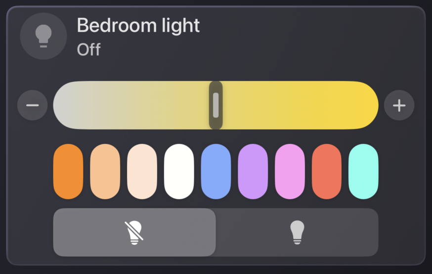 HADash 1.11 expanded Home Assistant light controls with brightness and color selection